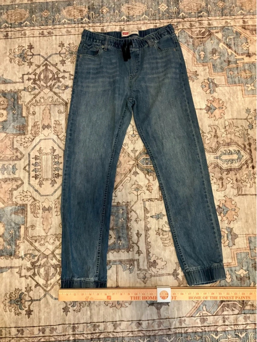 Levis Boys XL 13-15 Jogger Jeans Medium Wash Pull On Drawstring Cuffed Denim